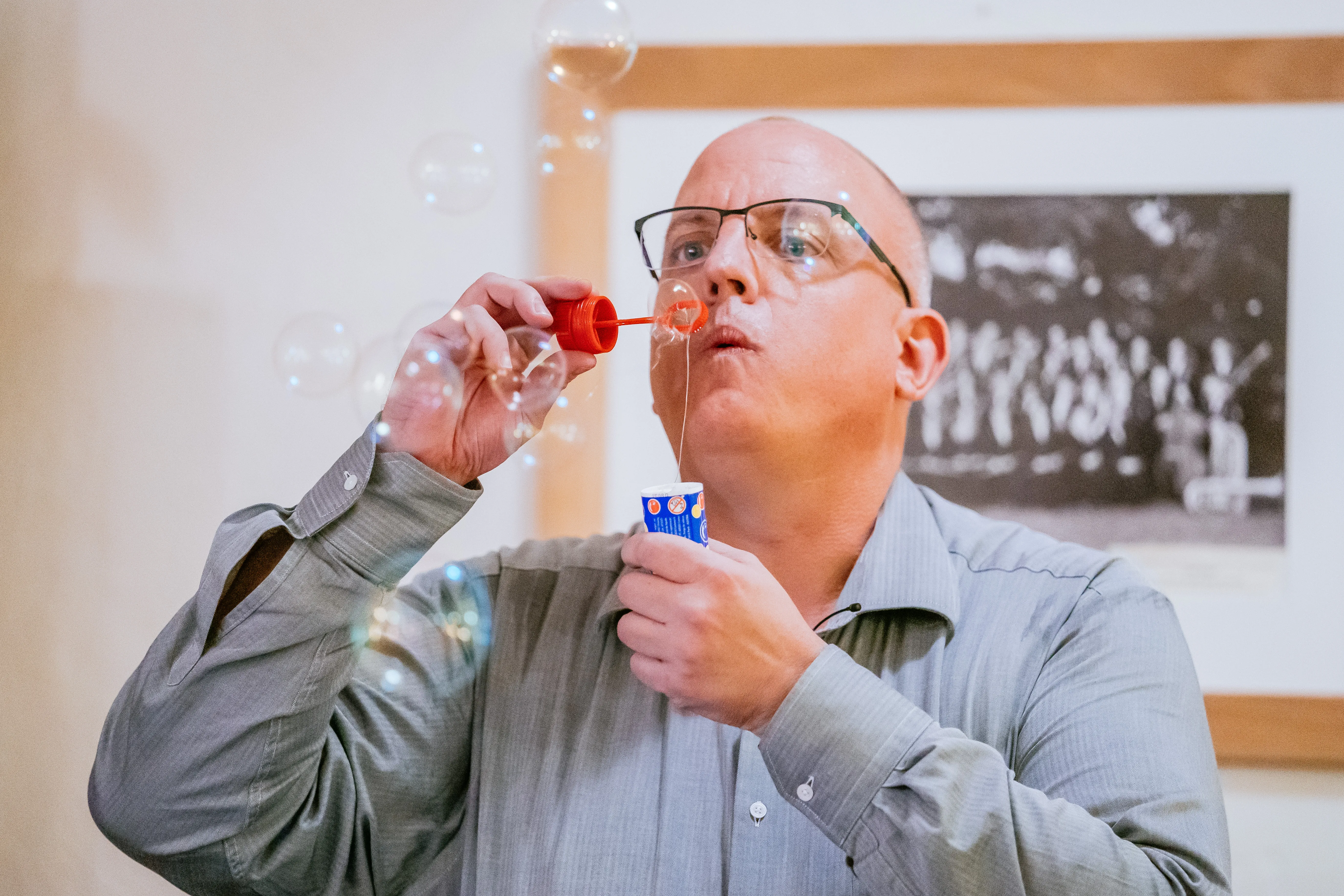 A playful portrait with soap bubbles